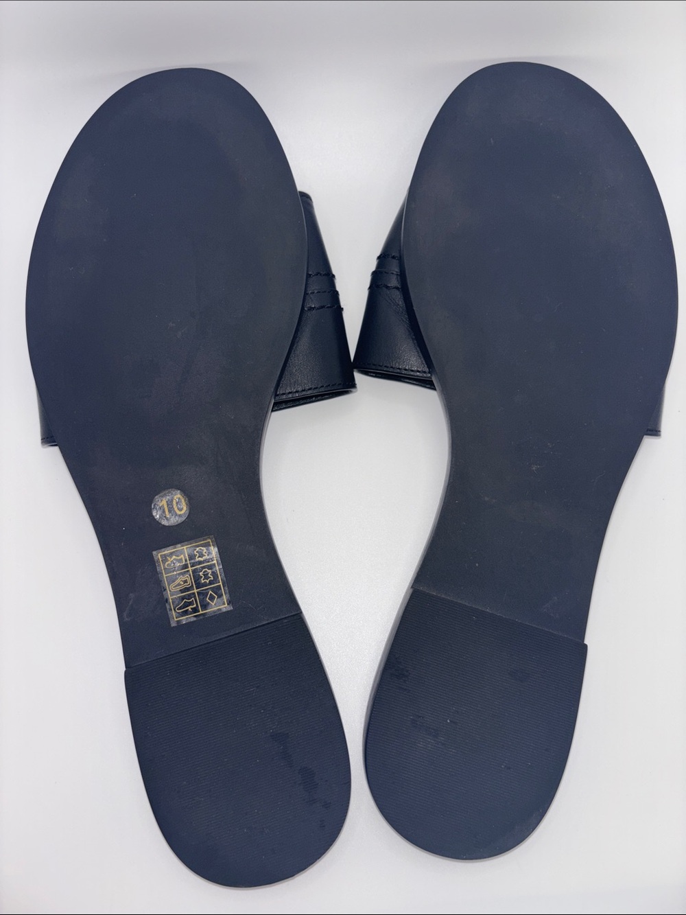 Tory Burch Black Leather Slide Sandals with Gold Logo - Picture 8 of 9